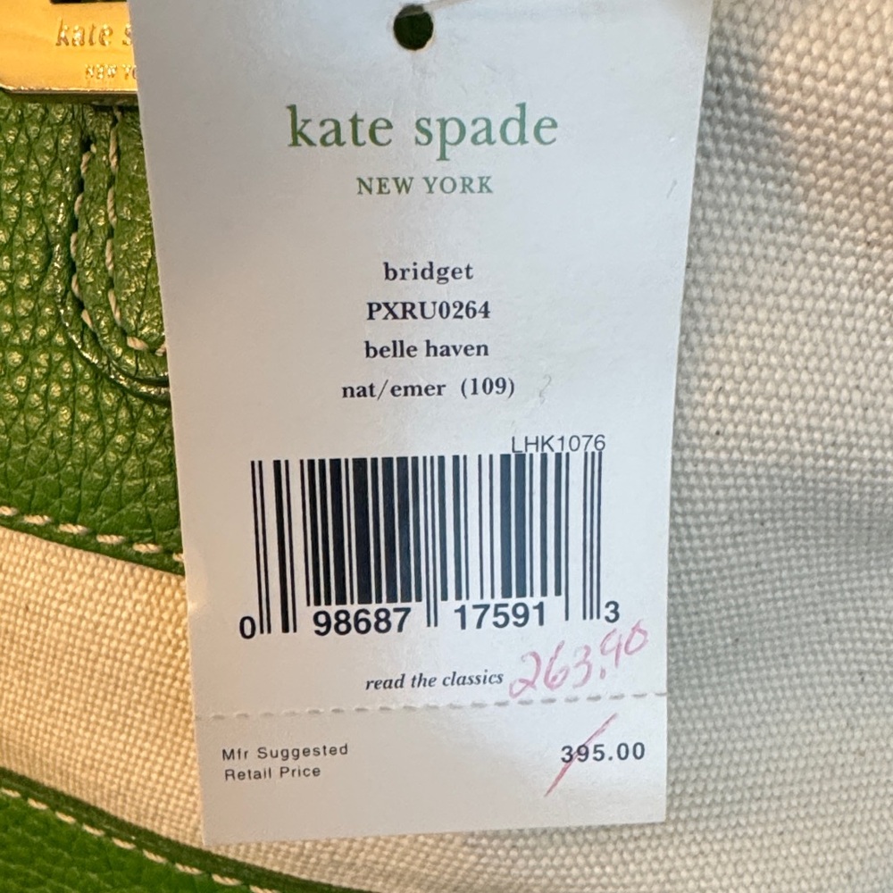 NWT Kate Spade Bridget Green Leather & Canvas Bag circa 2008 - Picture 4 of 15